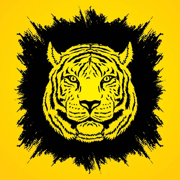 Cara de tigre vista frontal — Vector de stock