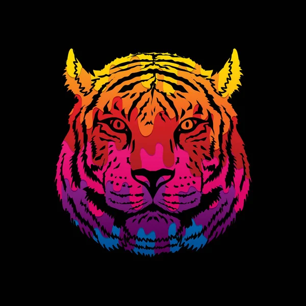Cara de tigre vista frontal — Vector de stock