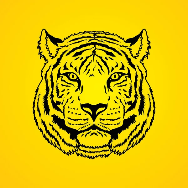 Cara de tigre vista frontal — Vector de stock