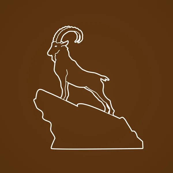 Ibex de pie en el acantilado — Vector de stock