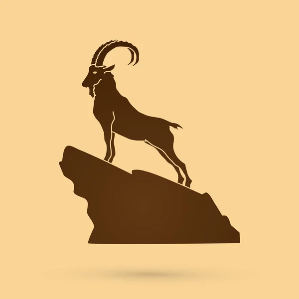 Ibex standing on the cliff — Stock Vector
