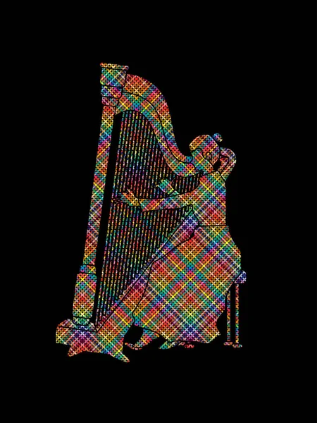 Musicien harpiste — Image vectorielle