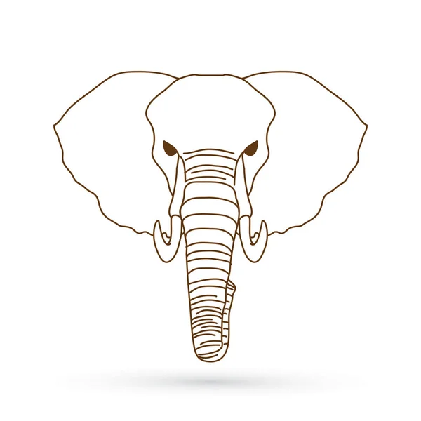 Cabeza de elefante enojado vista frontal — Vector de stock