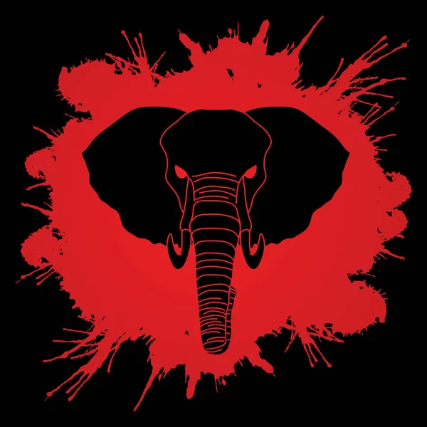 Elefante irritado Visão frontal da cabeça — Vetor de Stock