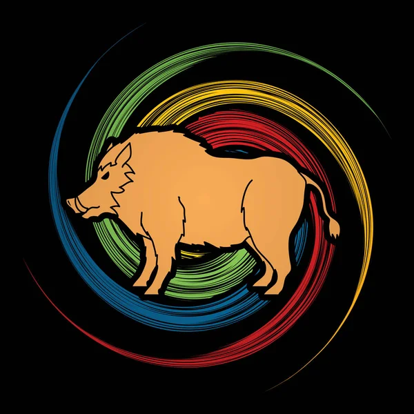 Sanglier Wild Hog debout — Image vectorielle