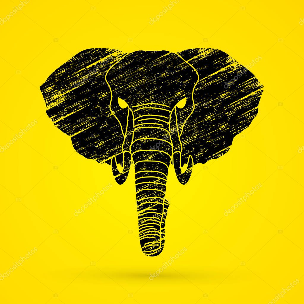 Angry Elephant Head front view — Stock Vector © sila5775