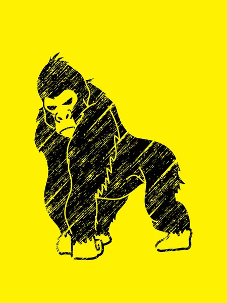 Gorila enojado de pie — Vector de stock