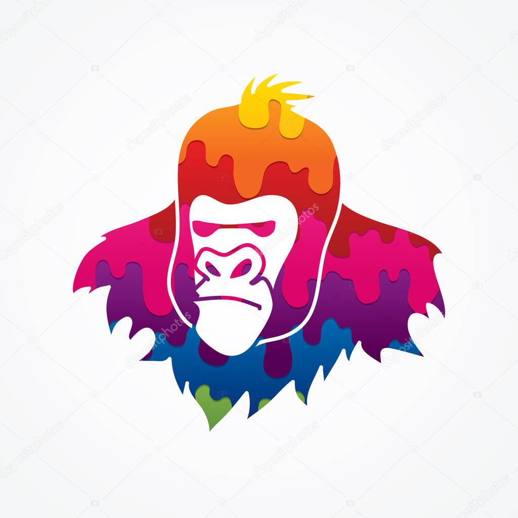 Gorilla Head designed using melting colors graphic vector.