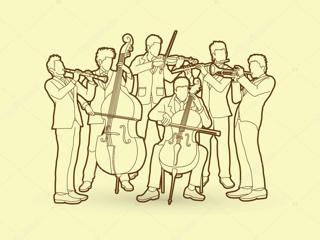 Orchestra player outsline graphic vector