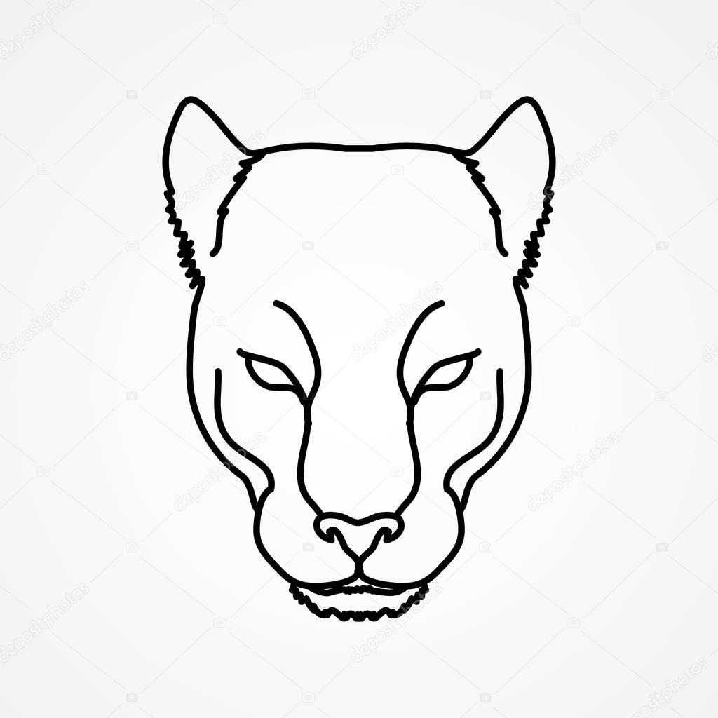 Black Panther Head outline graphic vector.