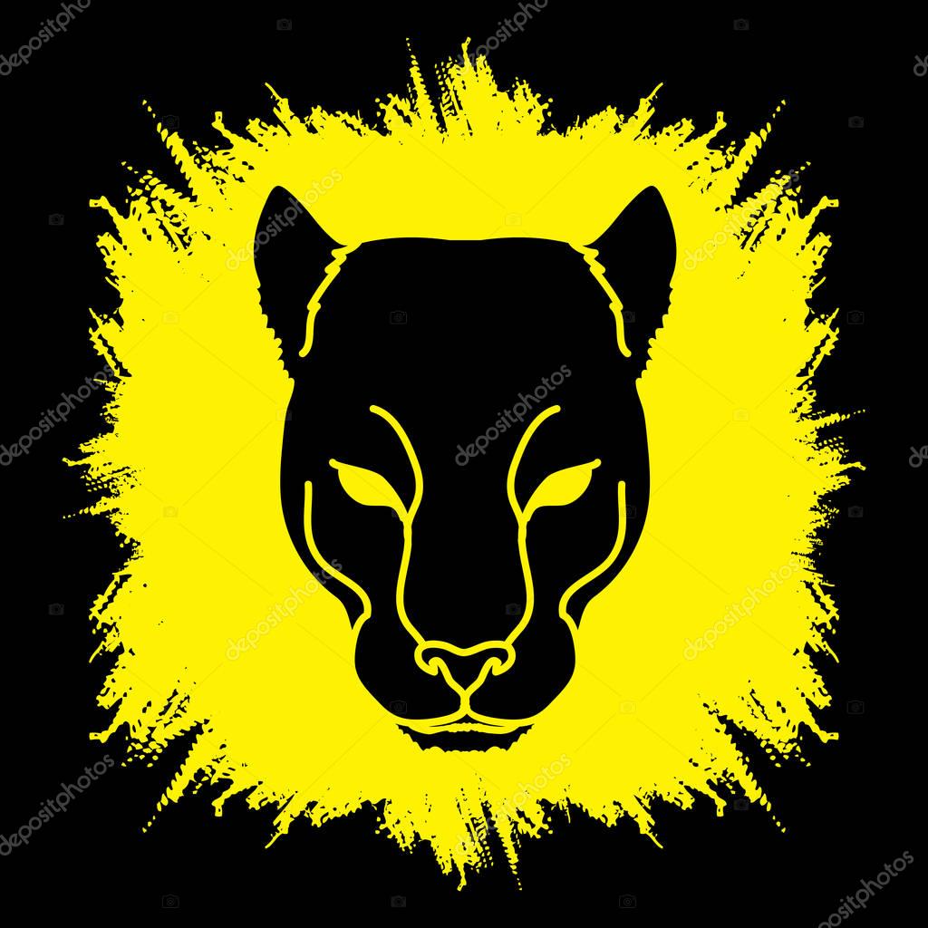 Black Panther Head designed on grunge frame background graphic vector.