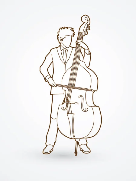 Doble Bass Player gráfico — Vector de stock