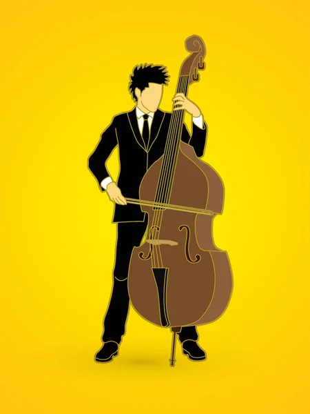 Double Bass Player grafika — Stockový vektor