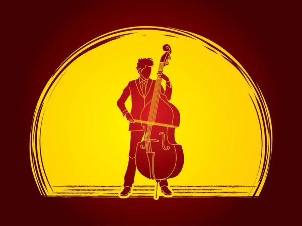 低音提琴球员图形 — 图库矢量图片