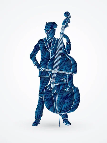 Doble Bass Player gráfico — Vector de stock