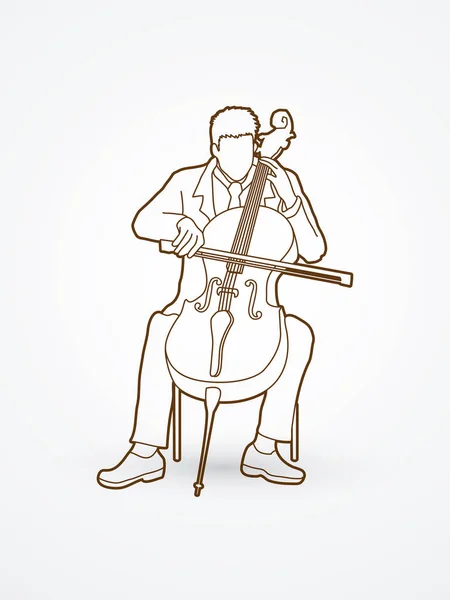 Cello spelare grafik — Stock vektor
