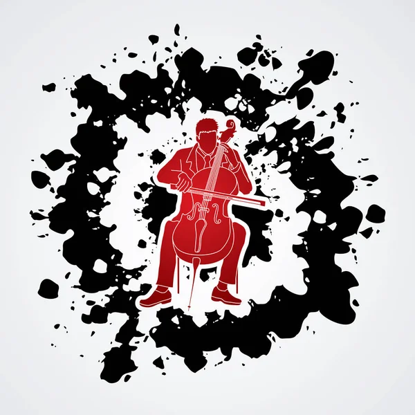 Graphique joueur de violoncelle — Image vectorielle