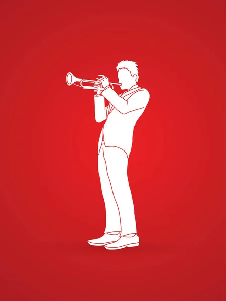 Trumpet player graphic — Stock Vector