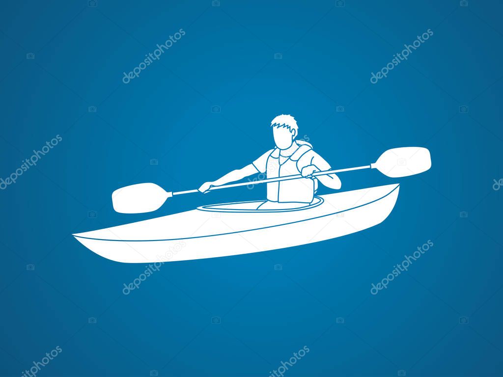 A man kayaking graphic vector.
