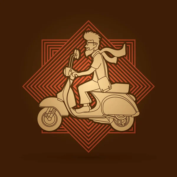 Un hombre montando scooter — Archivo Imágenes Vectoriales