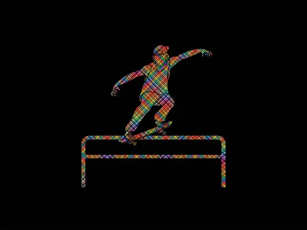 Skateboarder faire une mouture sur rail — Image vectorielle