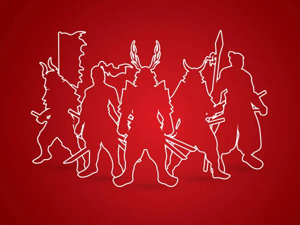 Pose de guerrier samouraï — Image vectorielle