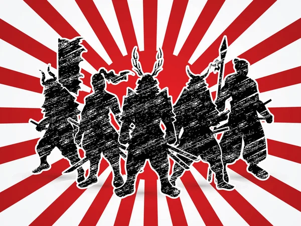 Samurai guerreiro pose — Vetor de Stock