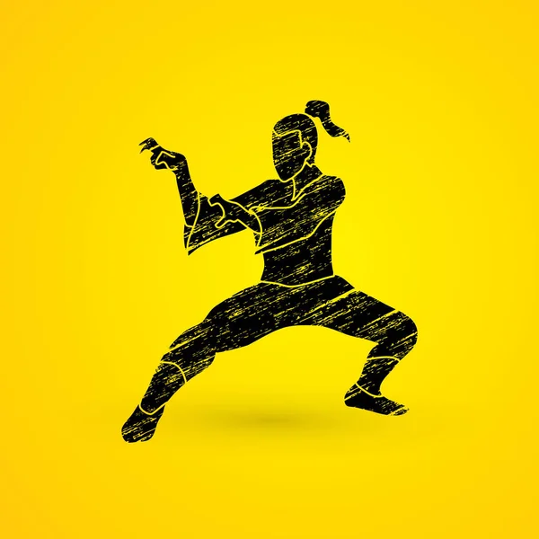 Kung Fu fighting action — Stock Vector