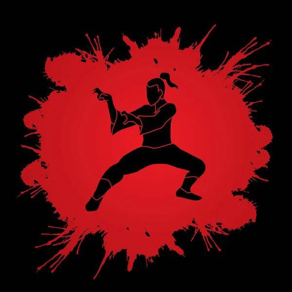 Azione di combattimento del Kung Fu — Vettoriale Stock