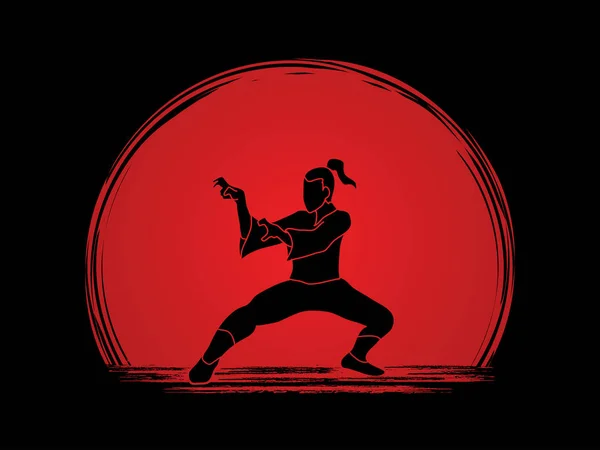 Ação de luta Kung Fu — Vetor de Stock