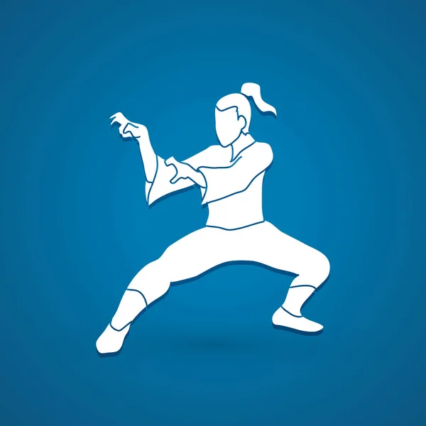 Action de combat du Kung Fu — Image vectorielle