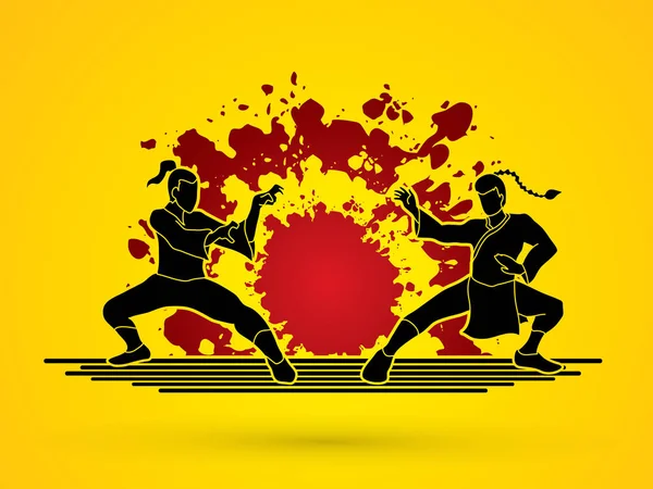Kung Fu lucha contra la acción — Vector de stock