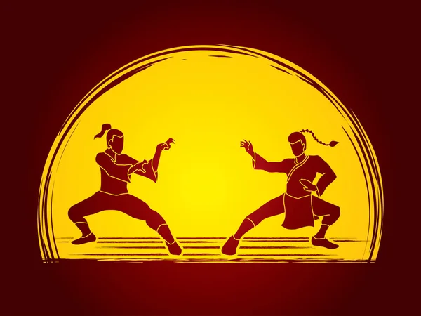 Ação de luta Kung Fu — Vetor de Stock