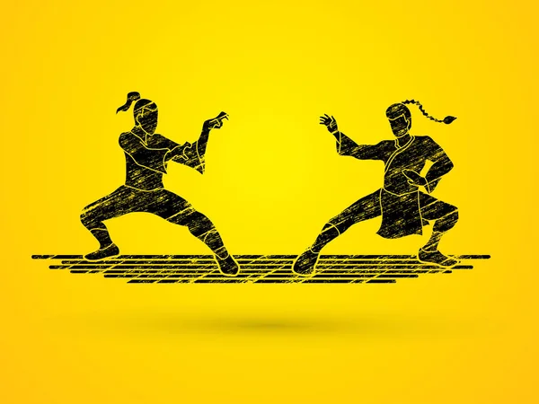 Kung Fu lucha contra la acción — Vector de stock