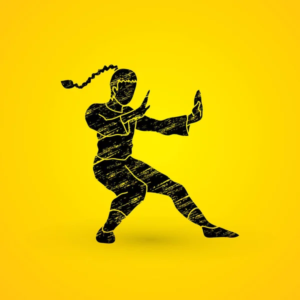 Kung Fu fighting actie — Stockvector