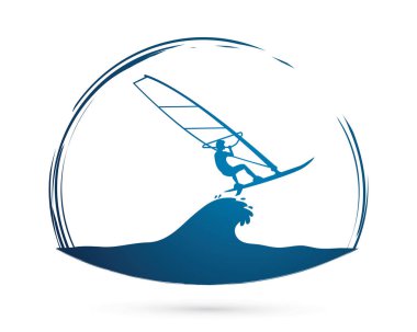 Rüzgar Sörfü grafik vektör.