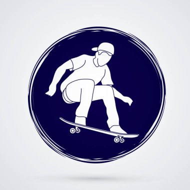 Skateboarder jumping graphic clipart