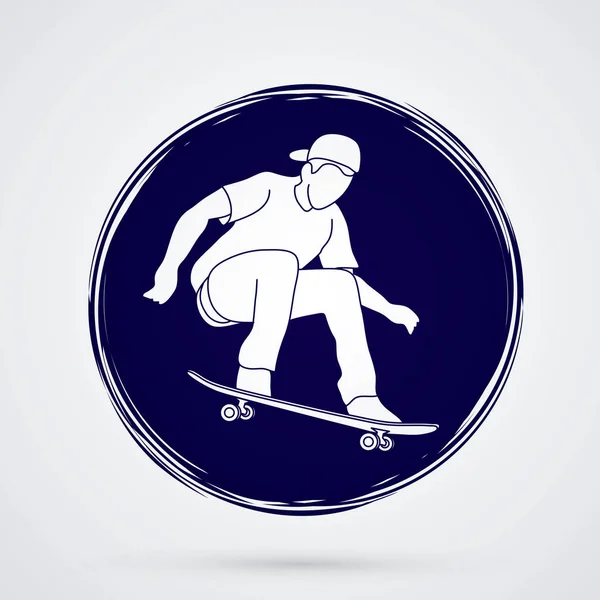 Skateboarder saut graphique — Image vectorielle