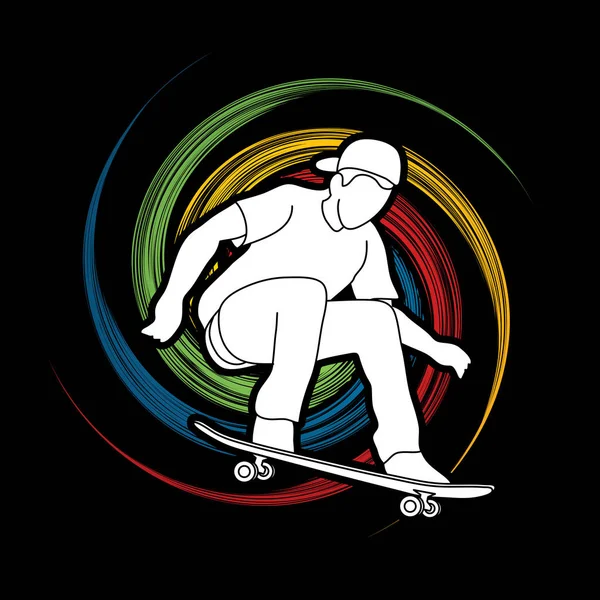 Skateboarder salto gráfico — Archivo Imágenes Vectoriales