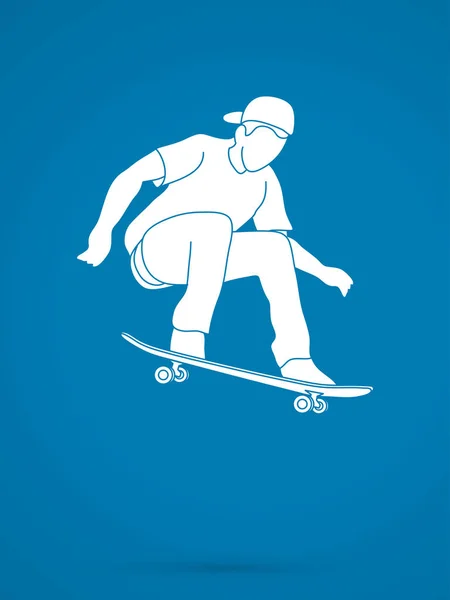 Skateboarder salto gráfico — Vector de stock