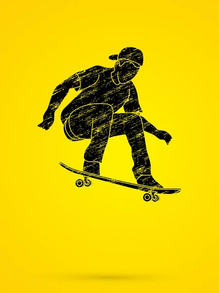 Skateboarder jumping graphic — Stock Vector