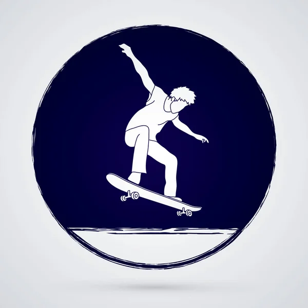 Skateboarder saut graphique — Image vectorielle