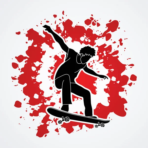 Skateboarder saut graphique — Image vectorielle