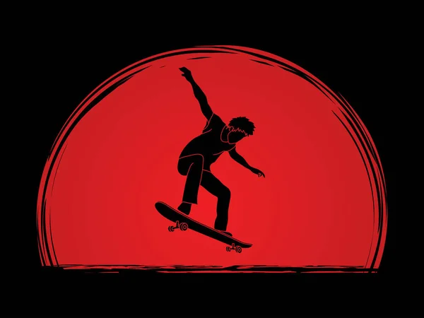 Skateboarder salto gráfico — Vector de stock