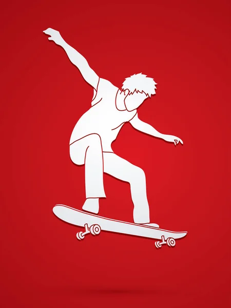 Skateboarder salto gráfico — Vetor de Stock