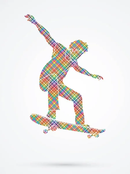 Skateboarder springen Grafik — Stockvektor