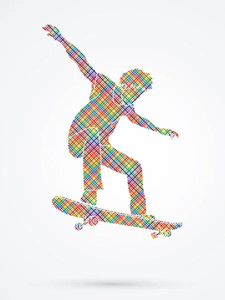 Skateboarder salto gráfico — Vector de stock