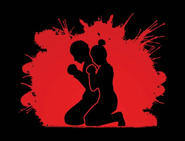 Erkek ve kadın dua grafiği — Stok Vektör