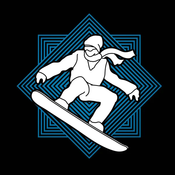Snowboarder jumping graphic — Stock Vector