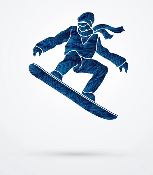 Snowboarder salto gráfico — Vector de stock